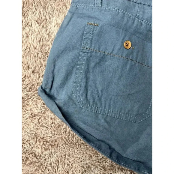 Roxy Shorts Womens Cheeky Chino Hot Pants Mid Rise Cuffed Blue - Picture 14 of 16